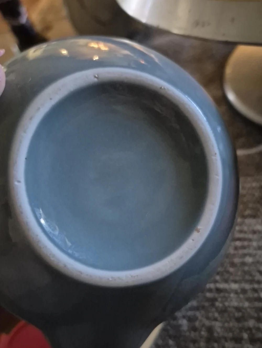 Asian-style: Small Loose Leaf blue&white ceramic teapot with bamboo handles(1940